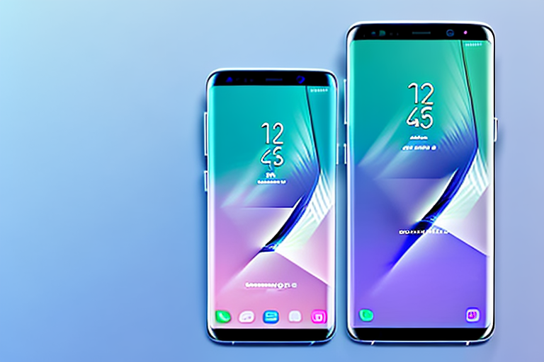 A samsung s8 smartphone with emphasis on the power and volume down buttons