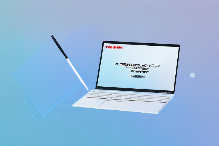 A toshiba laptop with a glowing screen