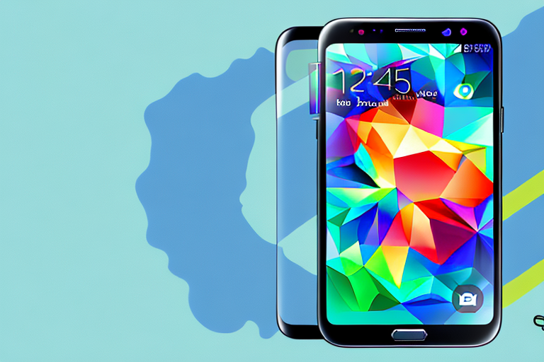 A samsung galaxy s22 with its screen showing a picturesque landscape