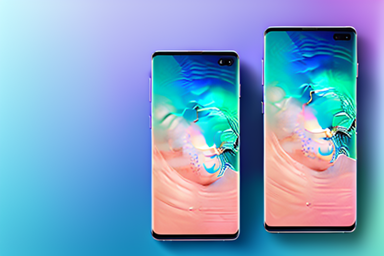 A samsung galaxy s10 smartphone with a glow effect indicating a screenshot action