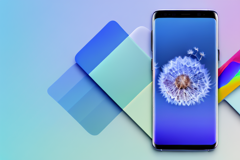 A samsung galaxy s9 smartphone with a glowing screen
