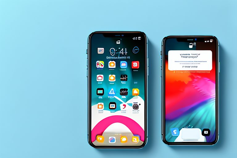 An iphone 11 pro with a sequence of arrows indicating the button pressing sequence to capture a screenshot