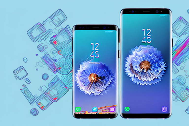 A samsung galaxy s9 smartphone with glowing screen