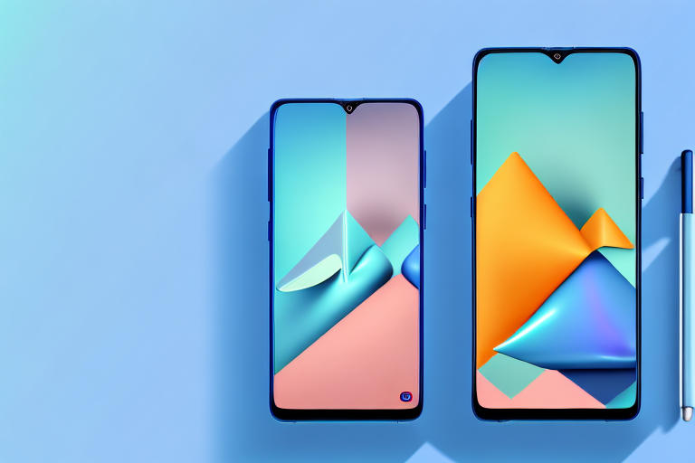 A samsung a20 smartphone with the power and volume down buttons highlighted
