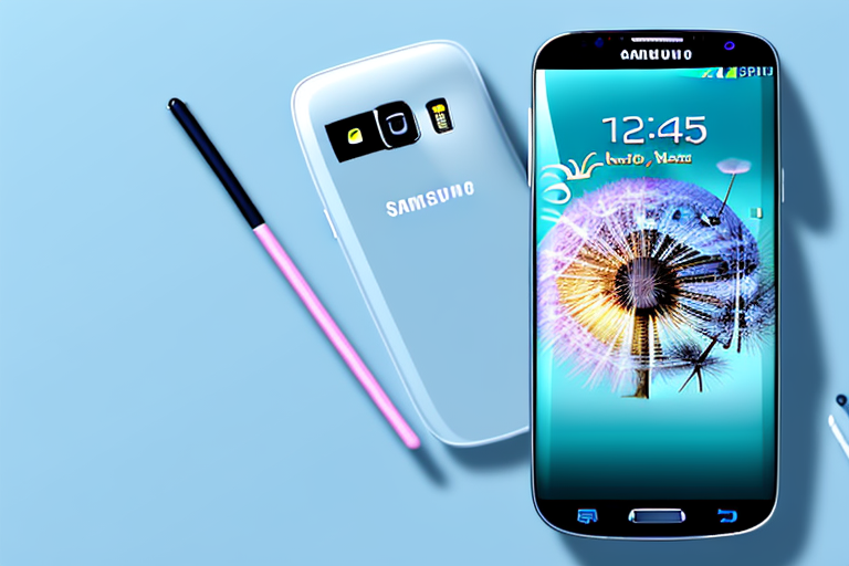 A samsung galaxy s3 smartphone with a glowing screen