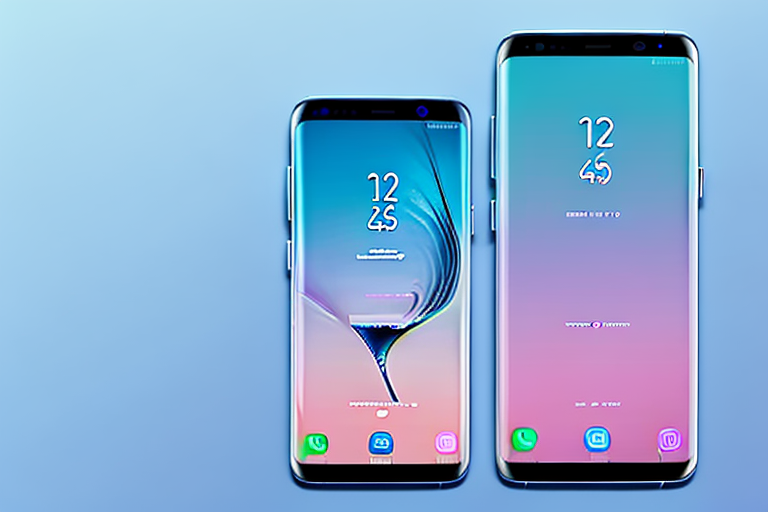 A samsung galaxy s8 phone with the power and volume down buttons highlighted