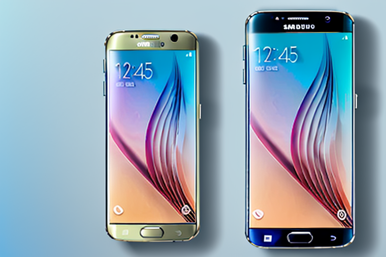 A samsung s6 smartphone with a luminous screen