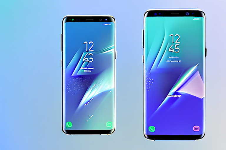 A samsung s8 smartphone with a vibrant screen display