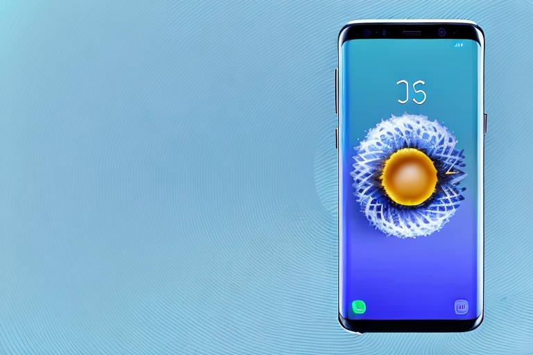A samsung s8 smartphone with the screen displaying a generic app
