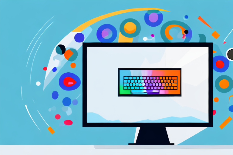 A computer monitor displaying a vibrant