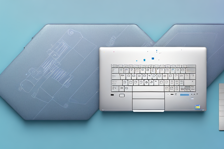 An hp elitebook laptop with a highlighted keyboard indicating the keys to press for taking a screenshot