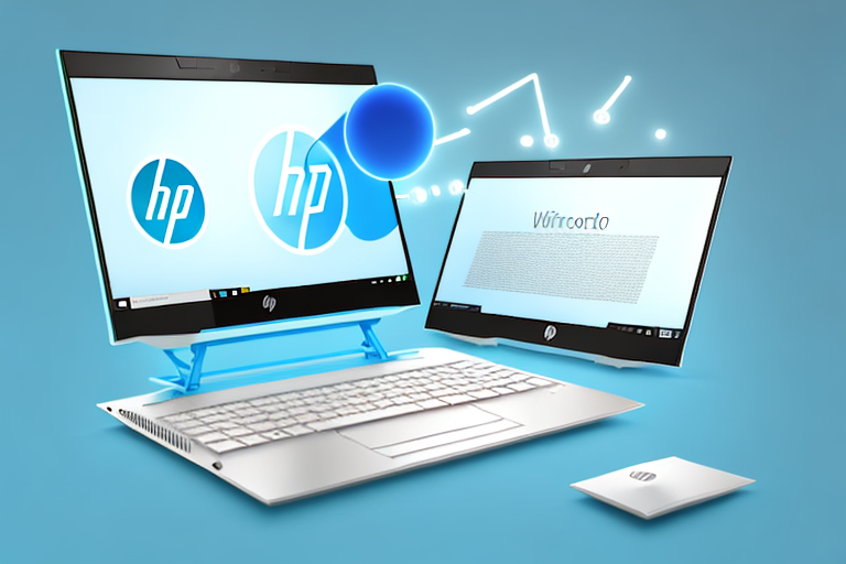 An hp laptop with a stylized