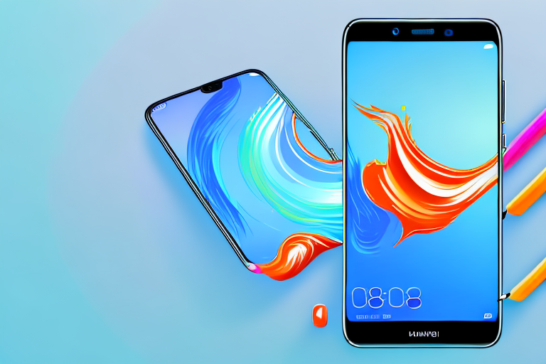 A huawei smartphone displaying a vibrant screen
