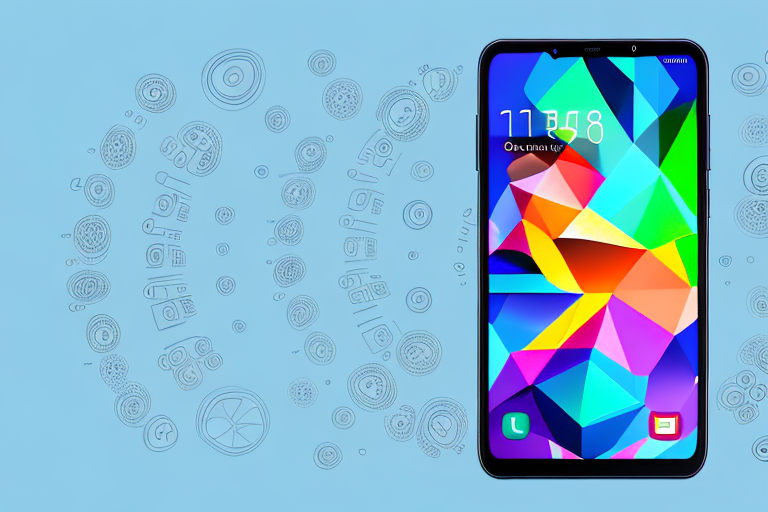 A samsung a11 smartphone with a sequence of actions highlighted