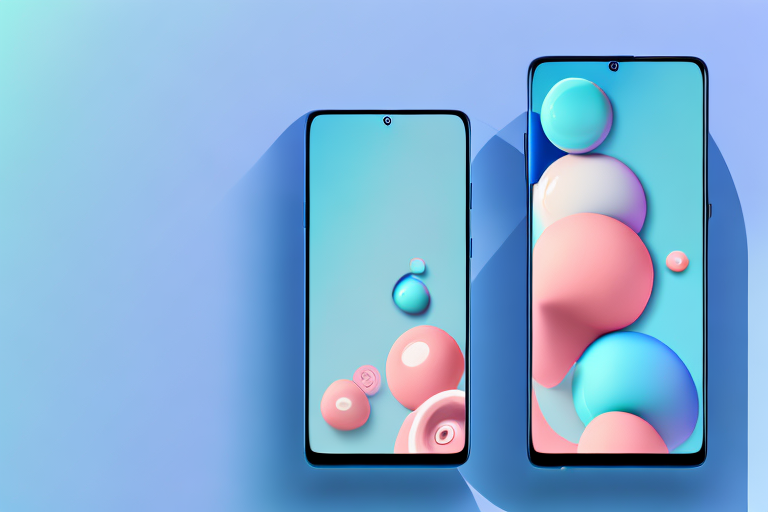 A samsung a14 5g smartphone with a stylized