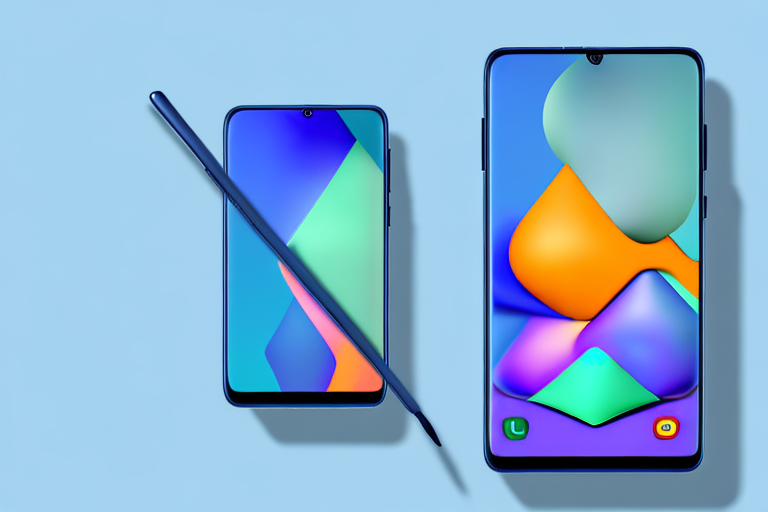 A samsung a20 smartphone with the power and volume down buttons highlighted