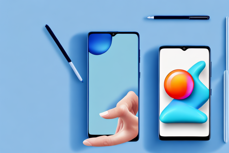 A samsung a50 smartphone with the screen displaying a generic application