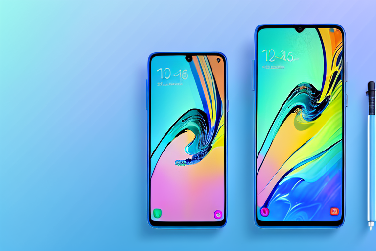 A samsung a54 5g phone with a stylized
