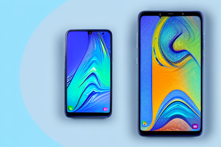 A samsung a52 5g smartphone with a vibrant screen display