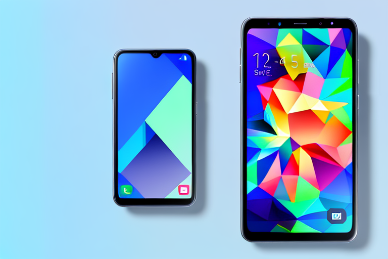 A samsung a71 smartphone displaying a colorful screen