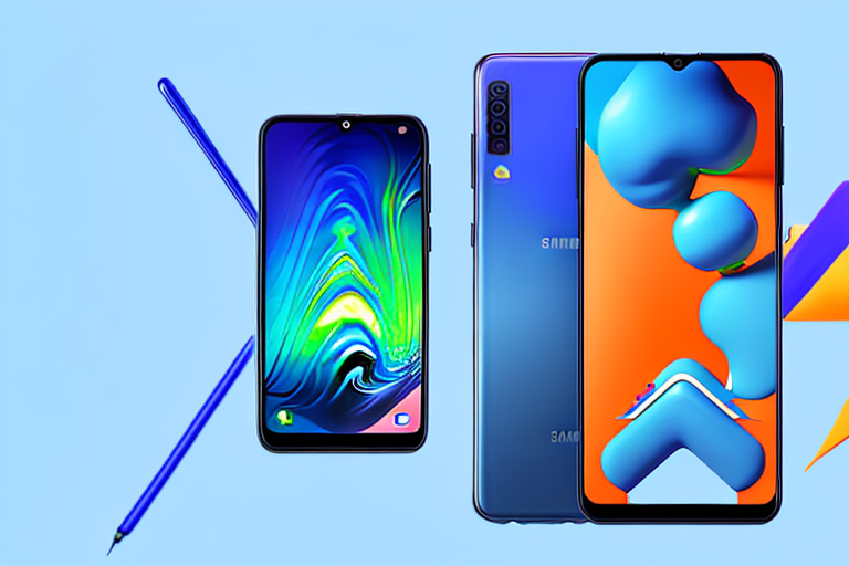 A samsung galaxy a70 smartphone with its screen displaying the process of taking a screenshot