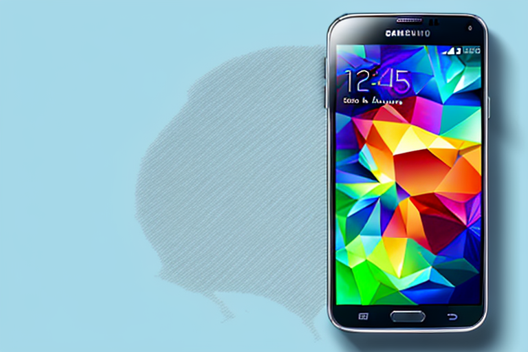 A samsung galaxy s5 smartphone with the power and volume-down buttons highlighted