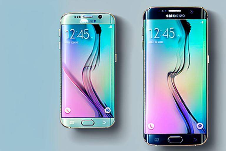 A samsung galaxy s6 smartphone with a glowing screen