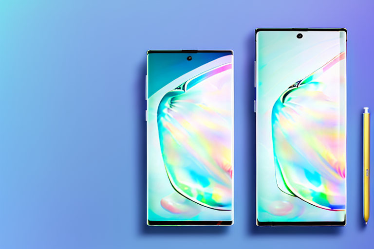A samsung note 10 plus with screen display showing the dropdown menu with the screenshot option highlighted