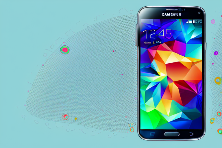 A samsung s5 smartphone displaying a vibrant screen