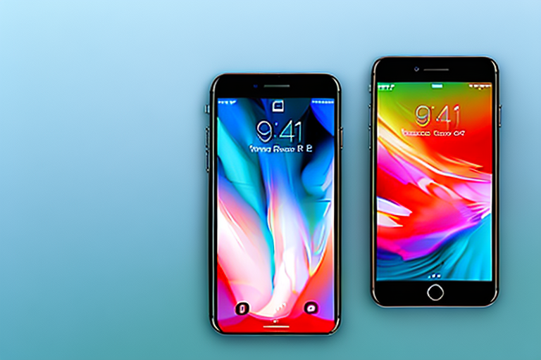 An iphone 8 displaying a brightly colored screen