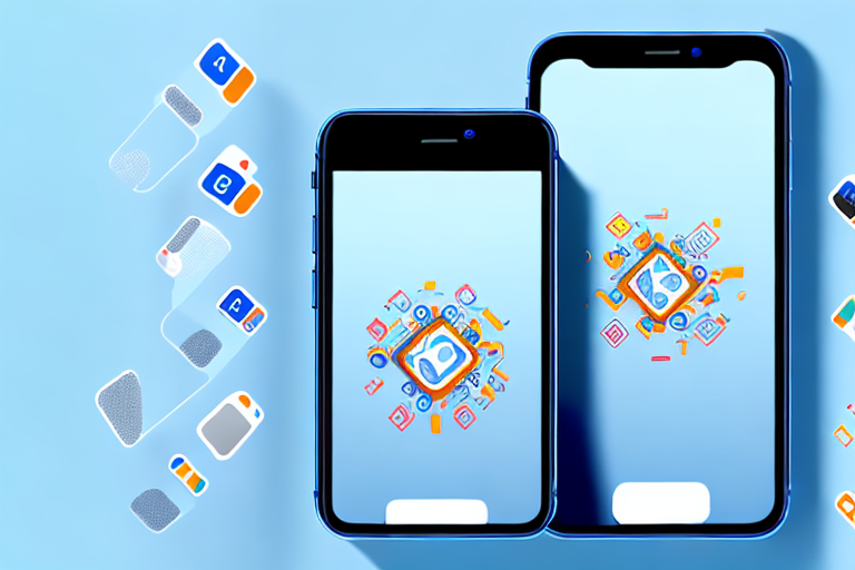 An iphone with a sequence of screens appearing vertically from it