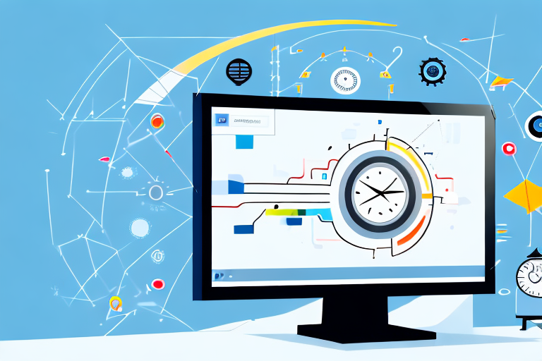 A computer monitor displaying various applications