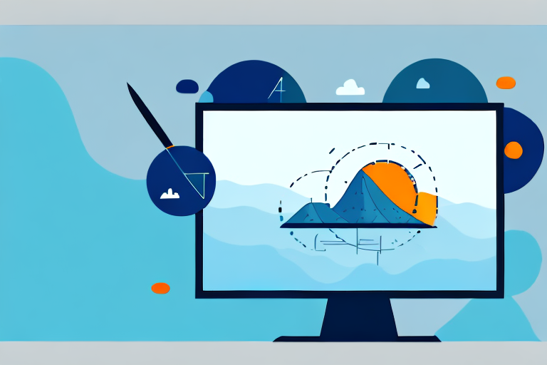 A computer monitor with a snipping tool icon floating above it