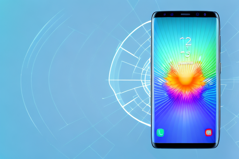 A samsung s23 smartphone with a light beam highlighting the power and volume down buttons