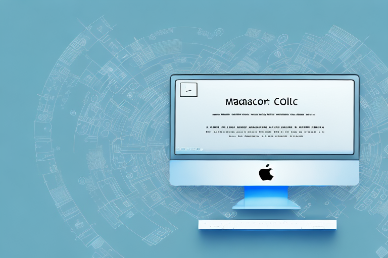 A mac computer with a magnifying glass hovering over the keyboard