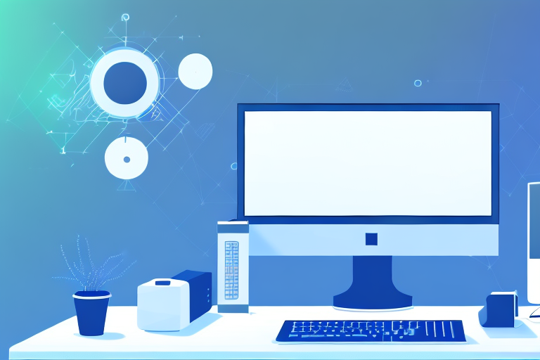A computer setup with dual monitors