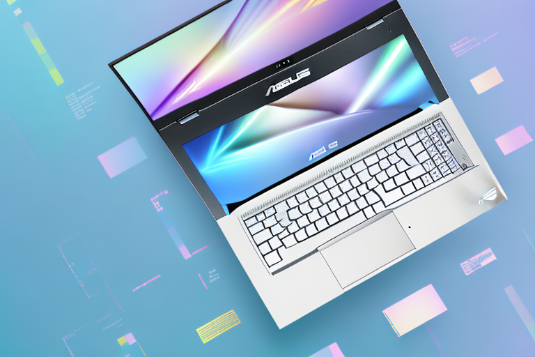 An asus laptop with a highlighted keyboard
