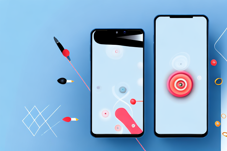 The s23 ultra smartphone with a sequence of arrows indicating the buttons to press for taking a screenshot