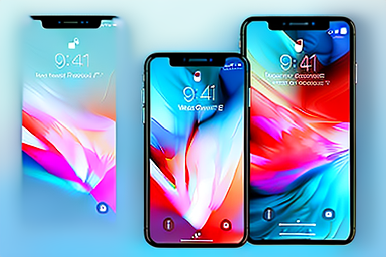An iphone 8 with a stylized
