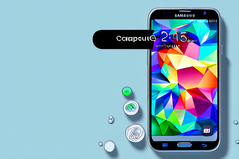 A samsung galaxy s23 smartphone with the screenshot command visible on the screen
