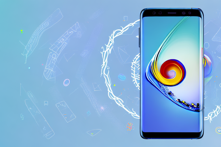 A samsung 23 smartphone with a glowing screen