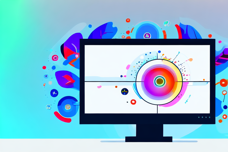 A computer monitor displaying a vibrant